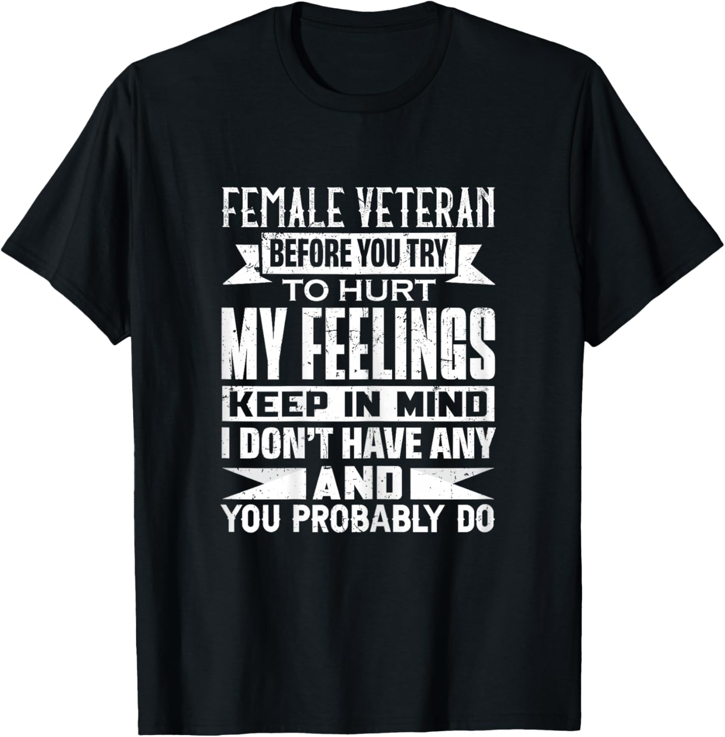 Female Veteran Before You Try to Hurt My Feelings Keep T-Shirt - T-Shirt | Black