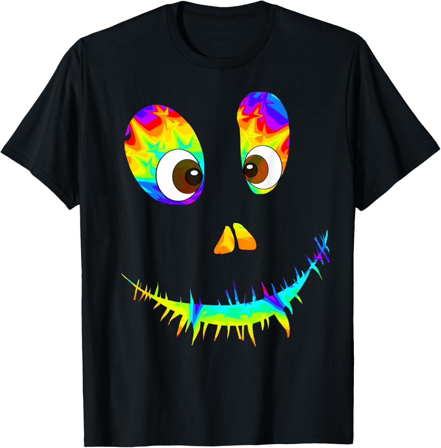 Funny Rainbow Monster Face Tie Dye Halloween Costume T-Shirt - T-Shirt | Black