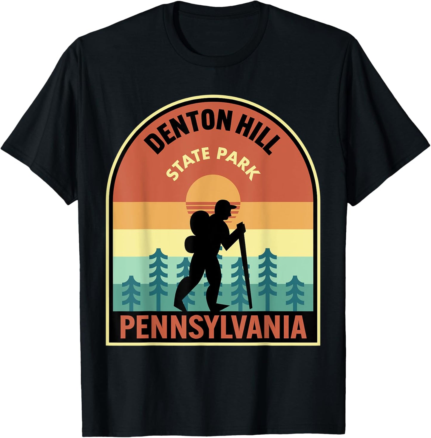 Denton Hill State Park Pennsylvania Retro Hiking T-Shirt - T-Shirt | Black