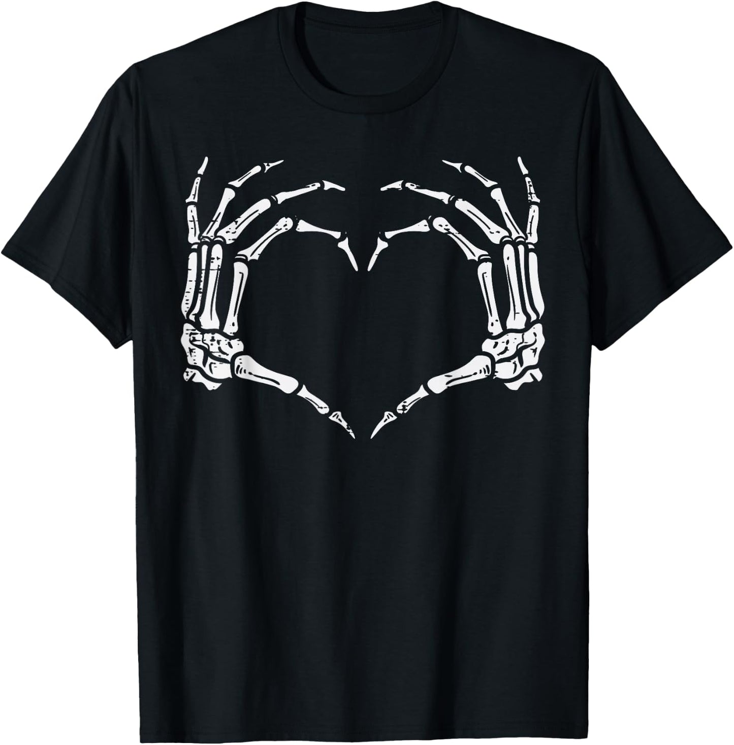 Skeleton Hands Heart Sign Retro Halloween Costume Women Girl T-Shirt - T-Shirt | Black