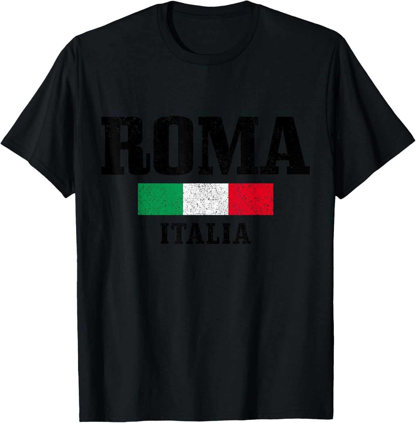 Rome Italy Roma Italia Vintage Italy Flag T-Shirt - T-Shirt | Black