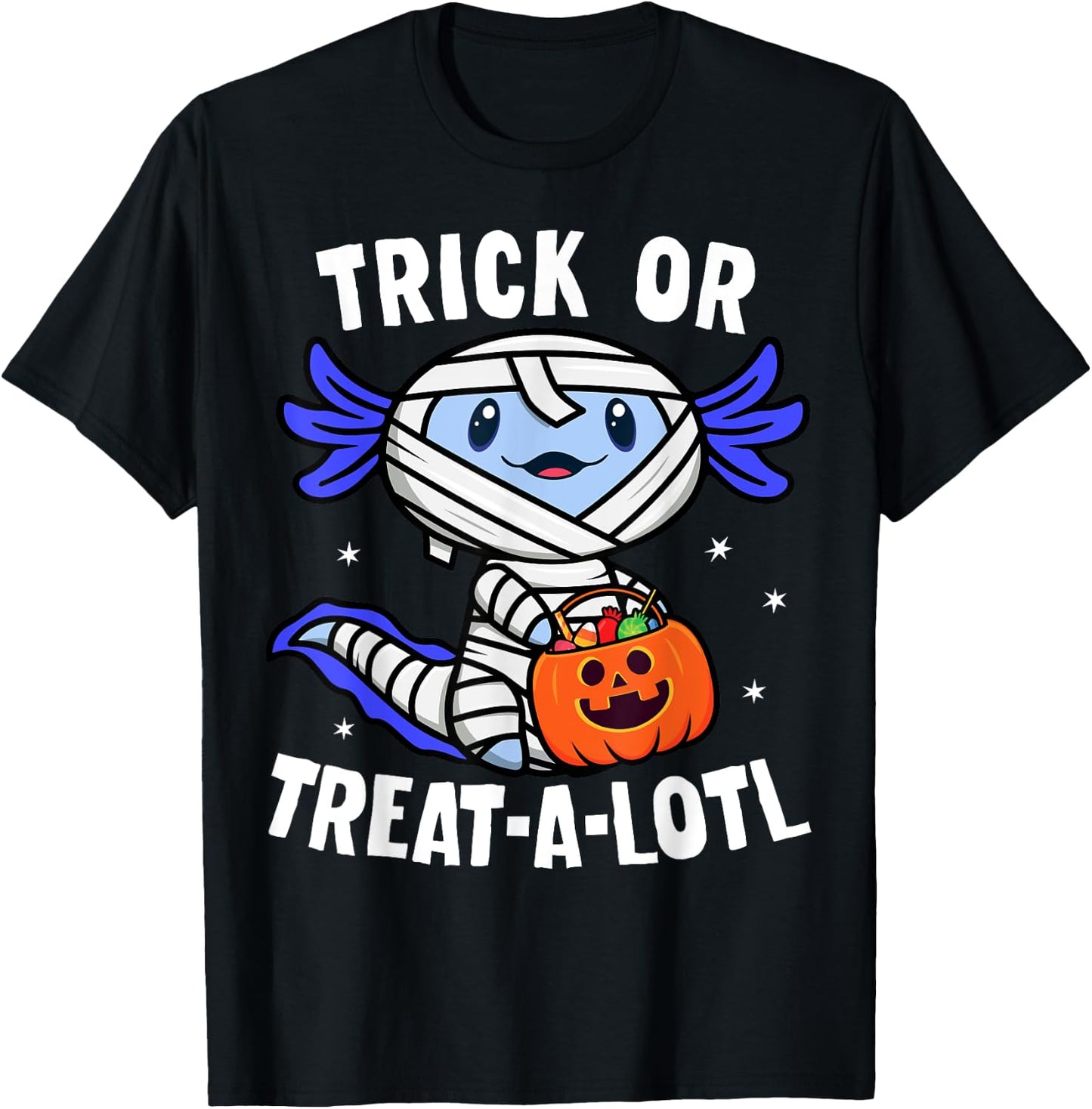 Trick or Treat A Lotl Axolotl Mummy Boys Girls Halloween T-Shirt - T-Shirt | Black