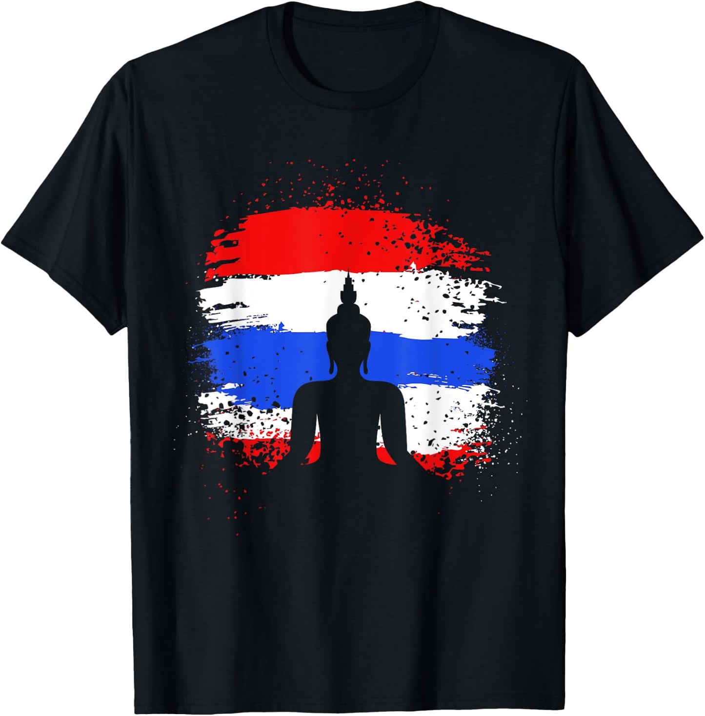 Retro Vacation Thai Buddha Thailand Flag T-Shirt - T-Shirt | Black