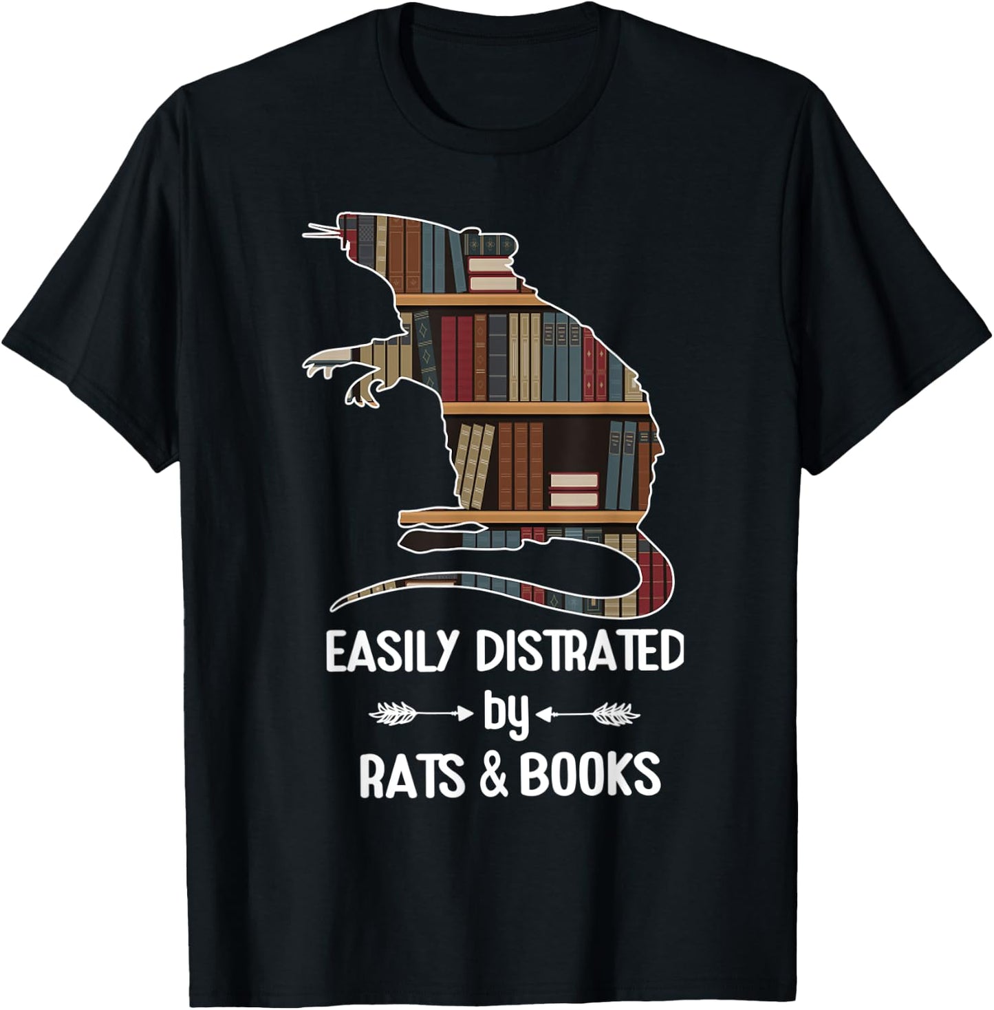 easily distracted by Rats and Books nerds Bookwarms Rodents T-Shirt - T-Shirt | Black