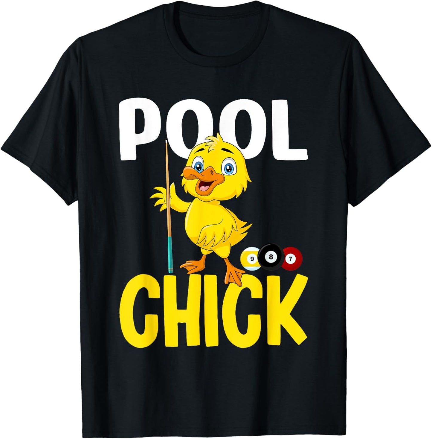 Funny Pool Chick 8 Ball Women Cute Billiards Ladies T-Shirt - T-Shirt | Black