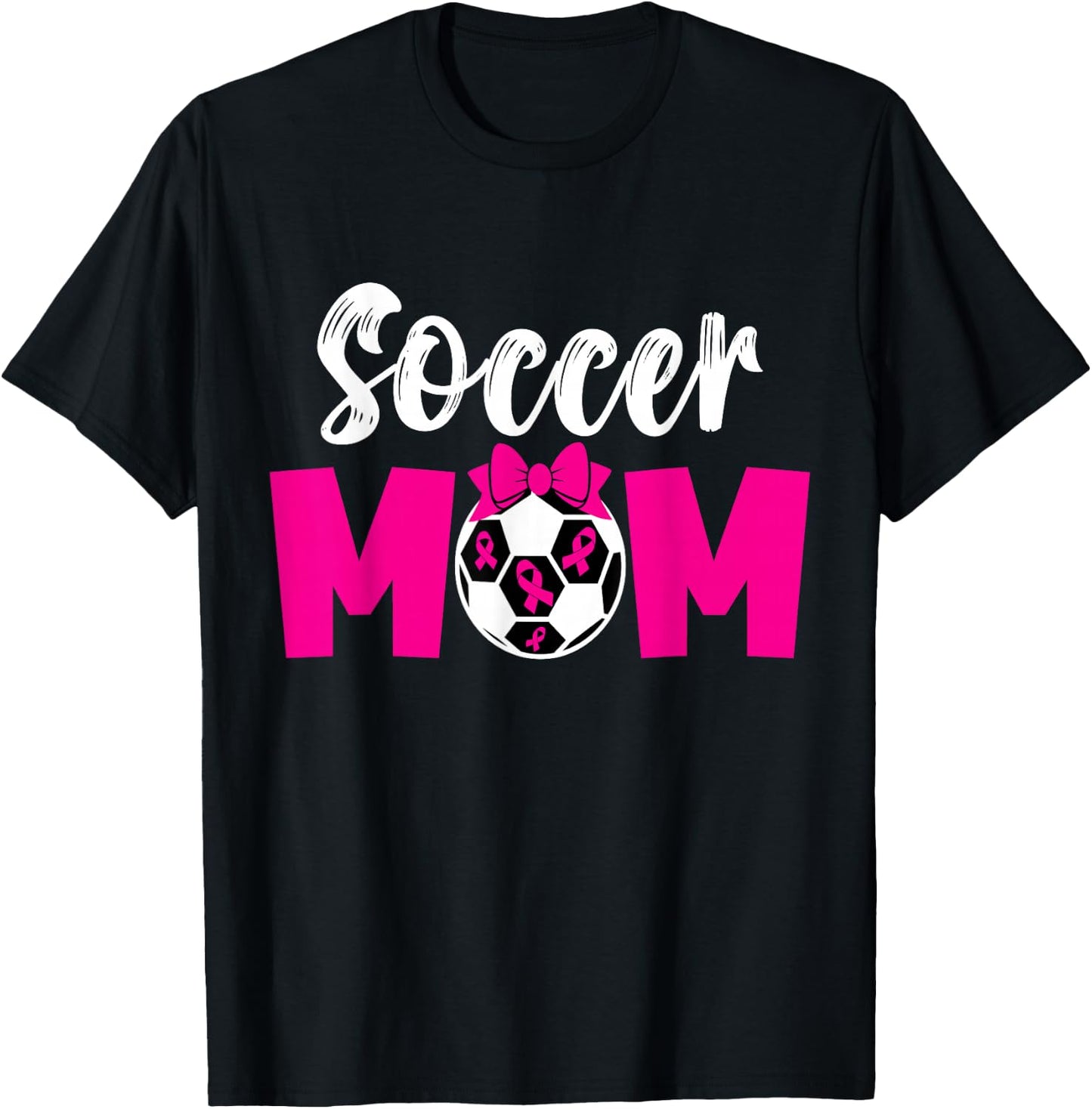Soccer Mom Breast Cancer Awareness Soccer Pink Ribbon Women T-Shirt - T-Shirt | Black