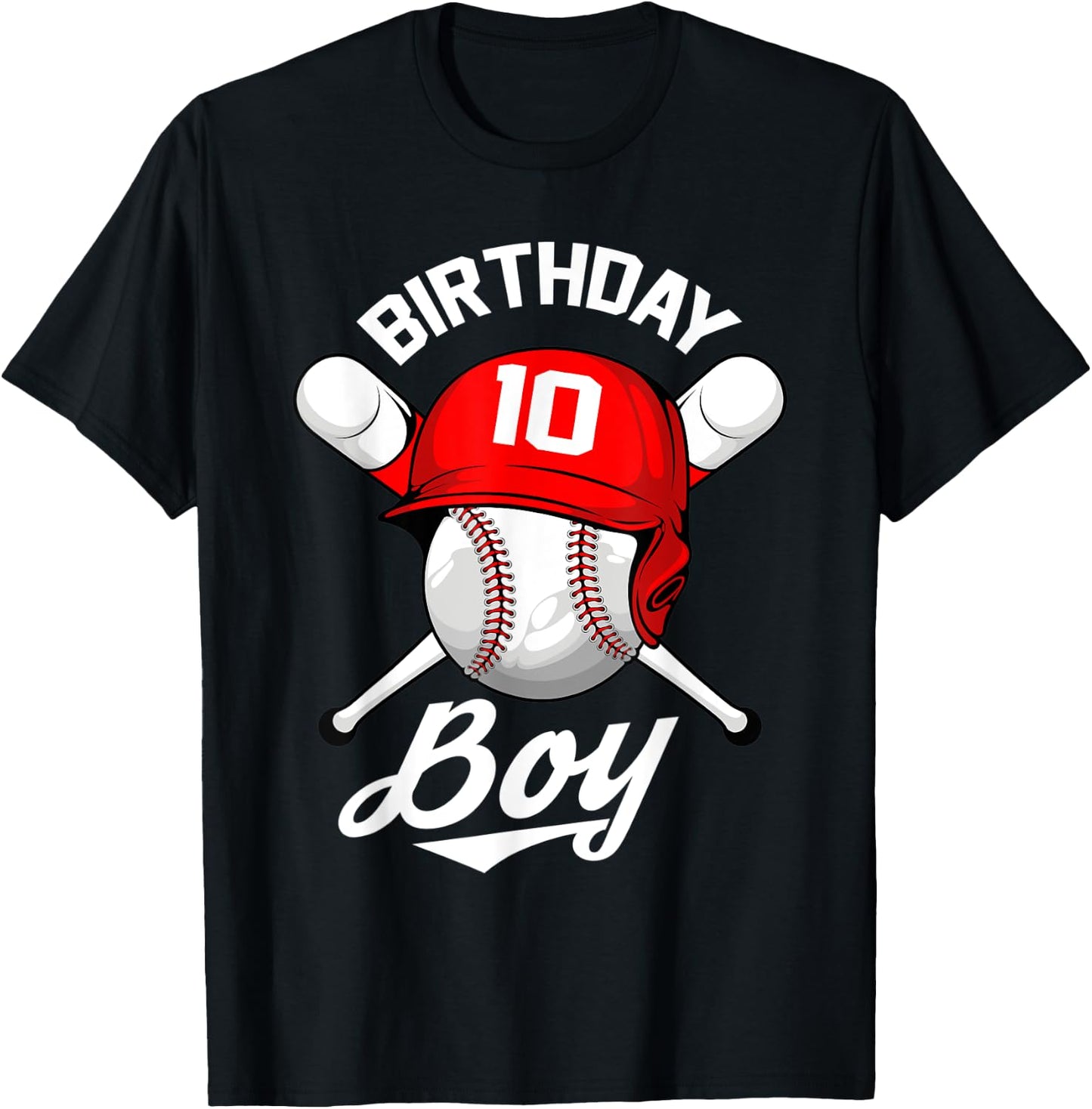 Baseball 10th Birthday Party 10 Years Old Baseball Boys T-Shirt - T-Shirt | Black