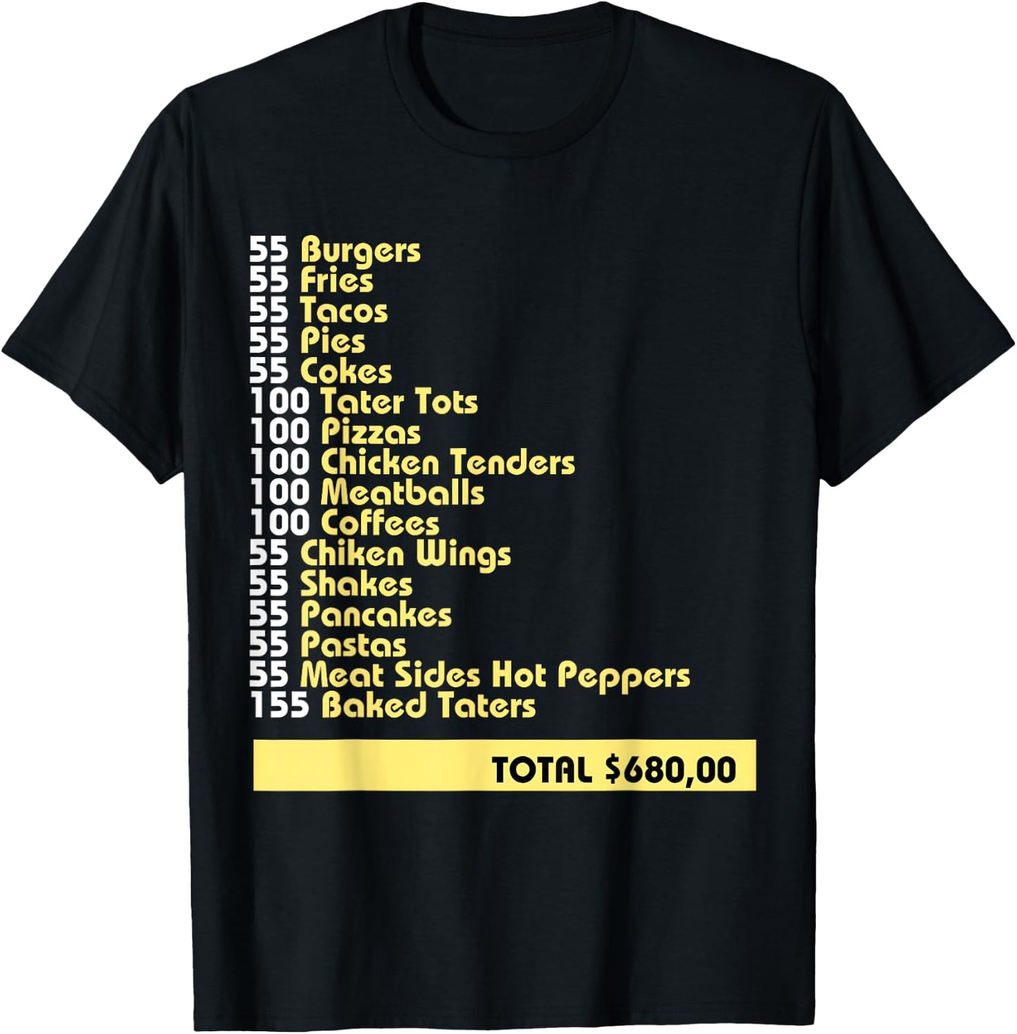 I Think You Should Leave 55 Burgers 55 Fries 55 Tacos Pies T-Shirt - T-Shirt | Black