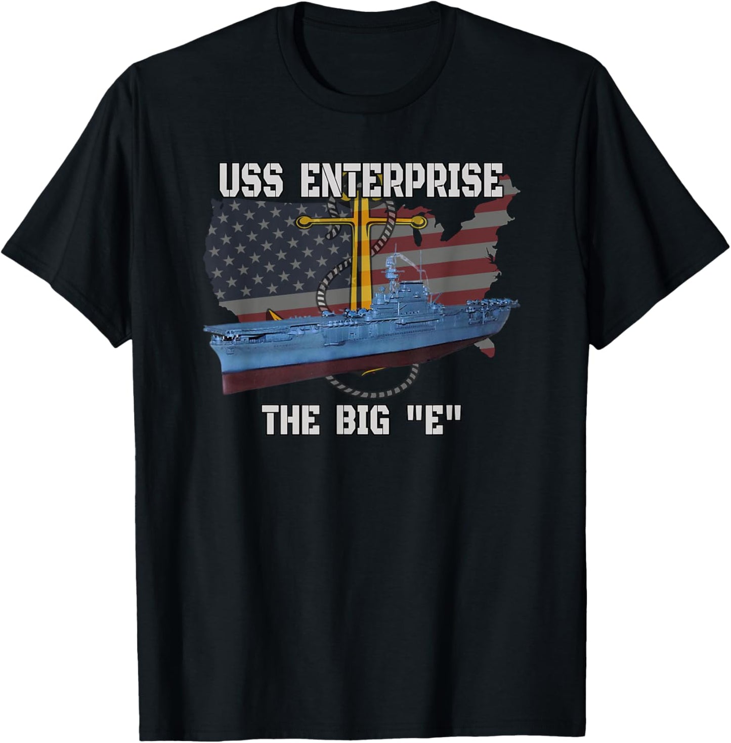 Aircraft Carrier USS Enterprise CV-6 Veterans Day Sailor Dad T-Shirt - T-Shirt | Black