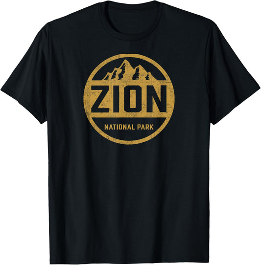 Retro Zion National Park Utah Mountain Women Men Kids Hiking T-Shirt - T-Shirt | Black