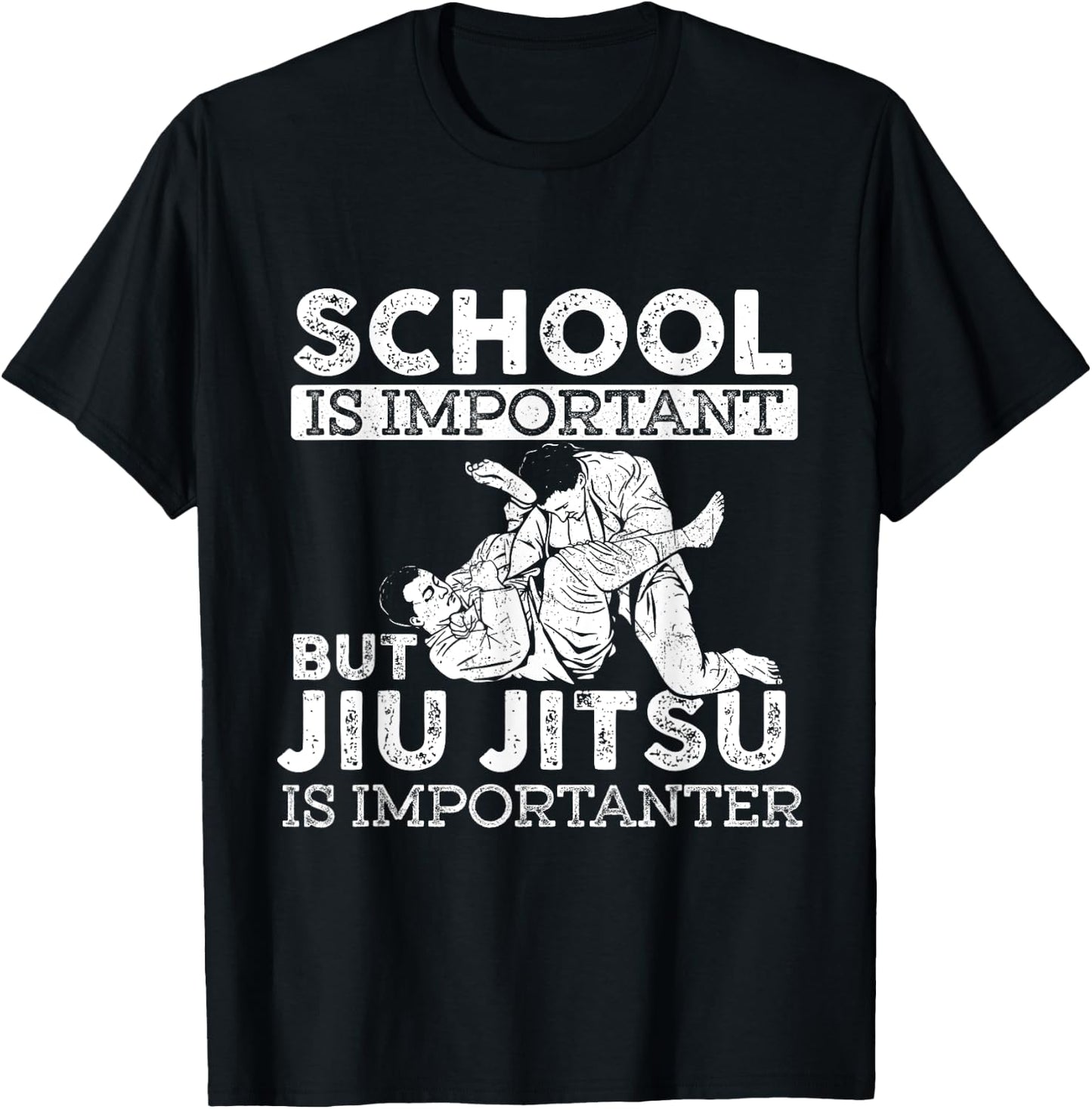 School is Important But Jiu Jitsu is Importanter - Grappler T-Shirt - T-Shirt | Black