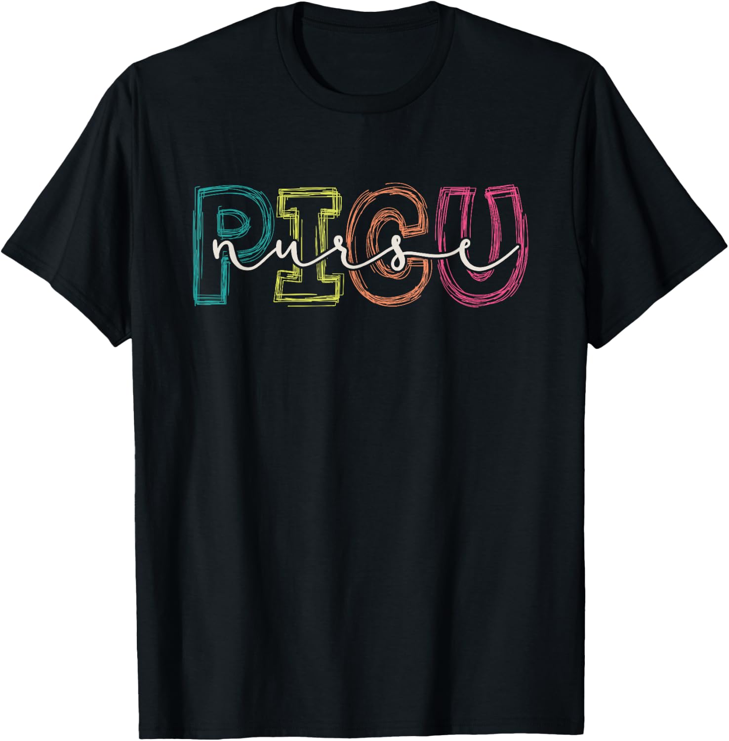 PICU Nurse Pediatric Nurse Nursing Retro Vintage PICU Squad T-Shirt - T-Shirt | Black