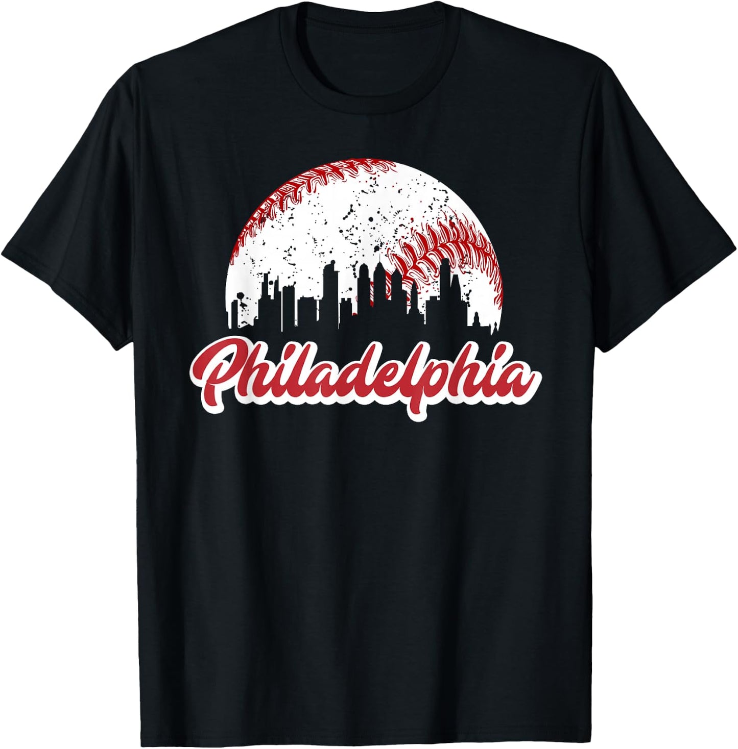 Vintage Philadelphia Skyline Retro Philly Cityscape T-Shirt - T-Shirt | Black