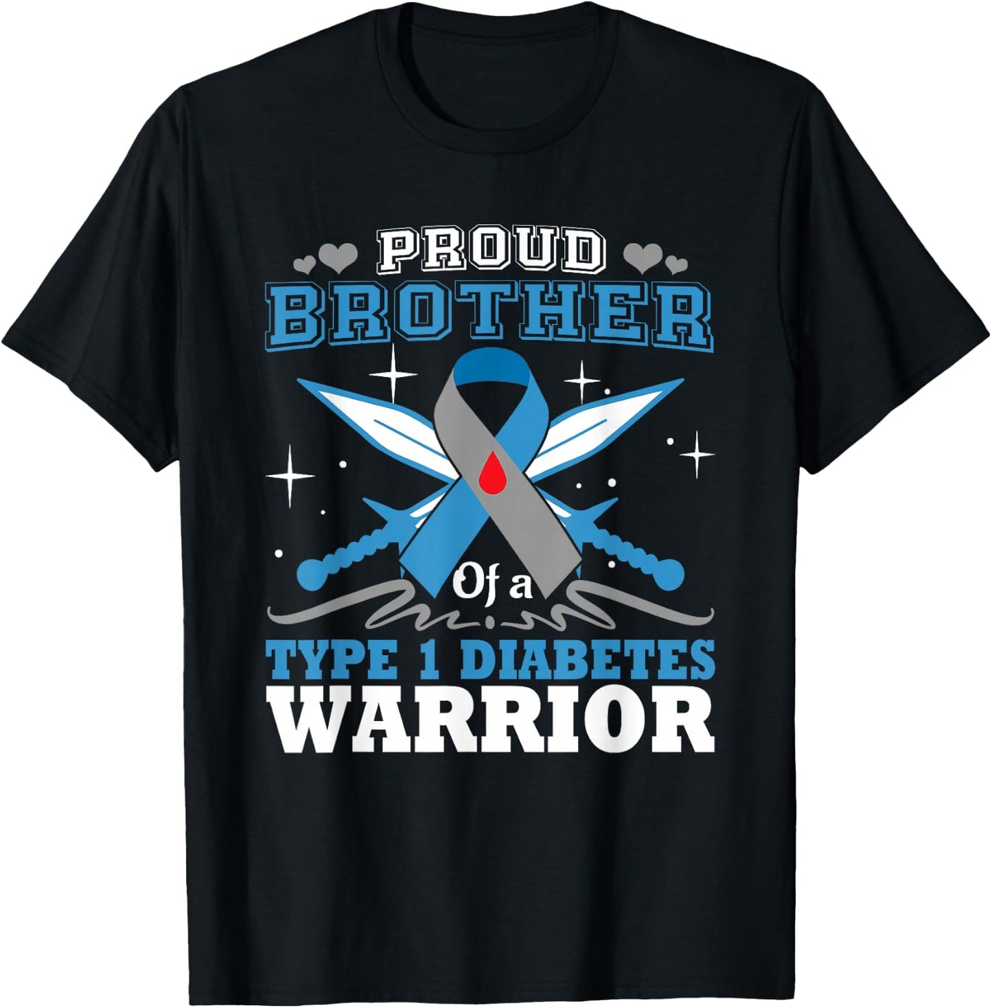 Proud Brother Of T1D Warrior Type 1 DiabetesAwareness Month T-Shirt - T-Shirt | Black