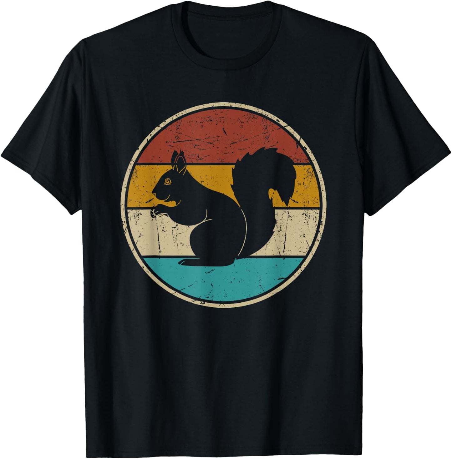 Squirrel Retro Vintage Men Women Kids Boys Girls Funny T-Shirt - T-Shirt | Black