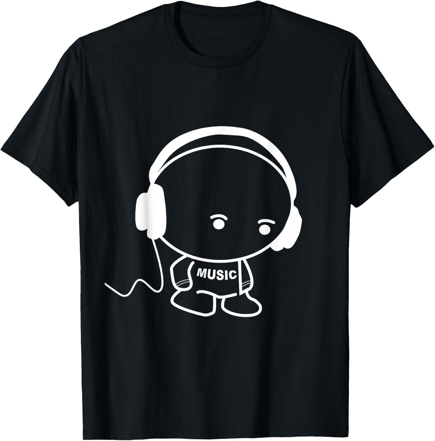 Musicman with headset stick figure design T-Shirt - T-Shirt | Black