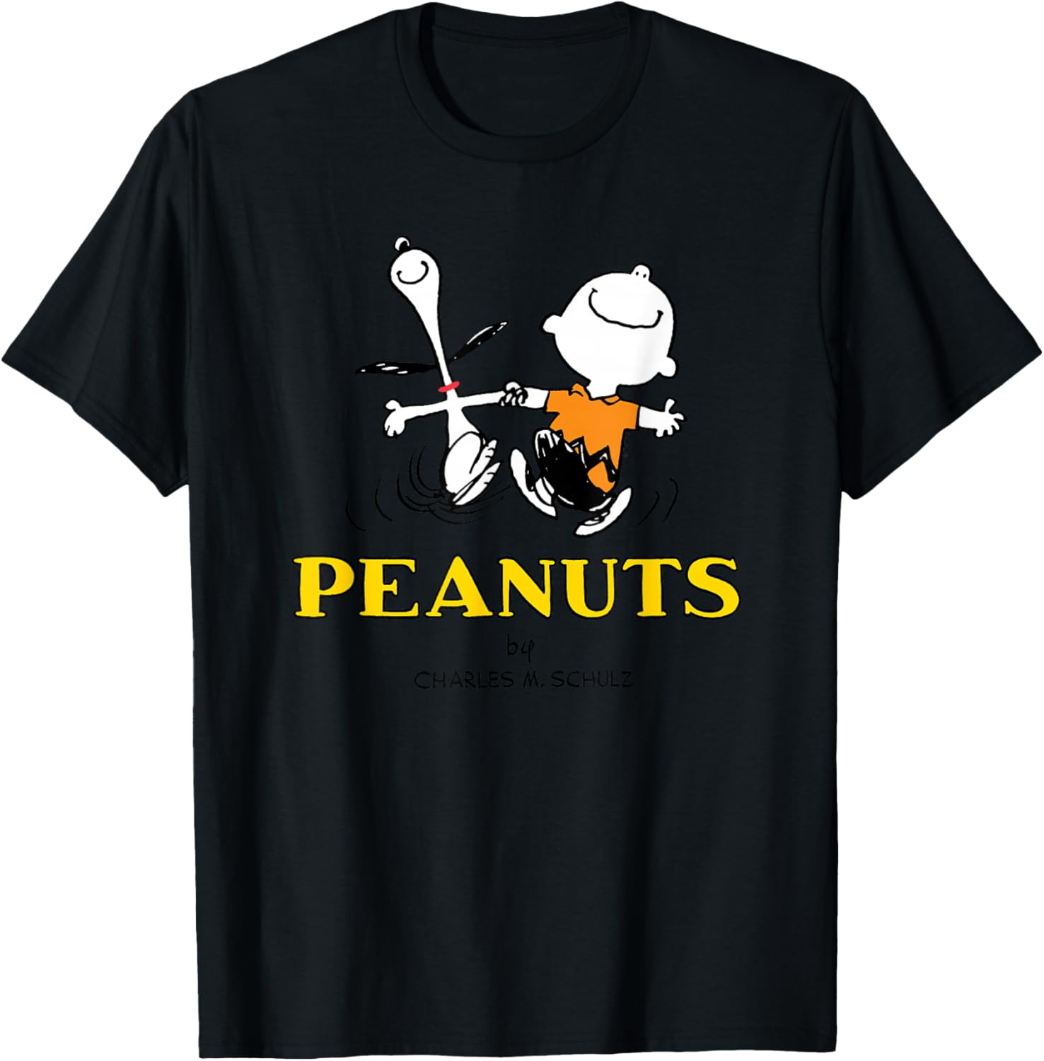 Peanuts - Charlie Snoopy Dancing T-Shirt - T-Shirt | Black