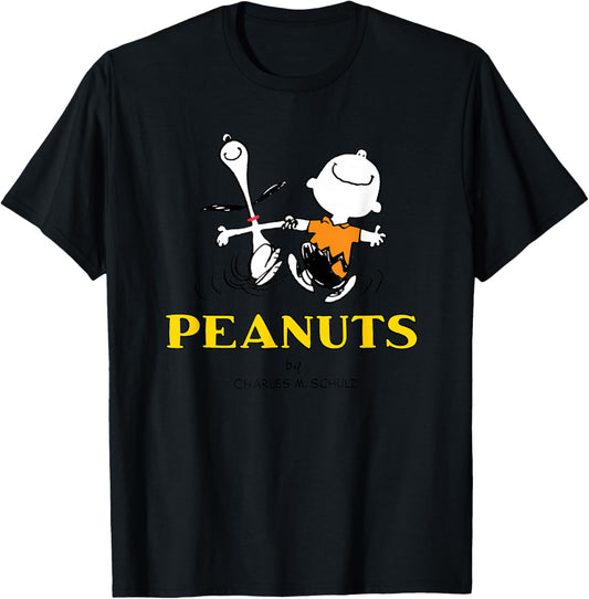 Peanuts - Charlie Snoopy Dancing T-Shirt - T-Shirt | Black