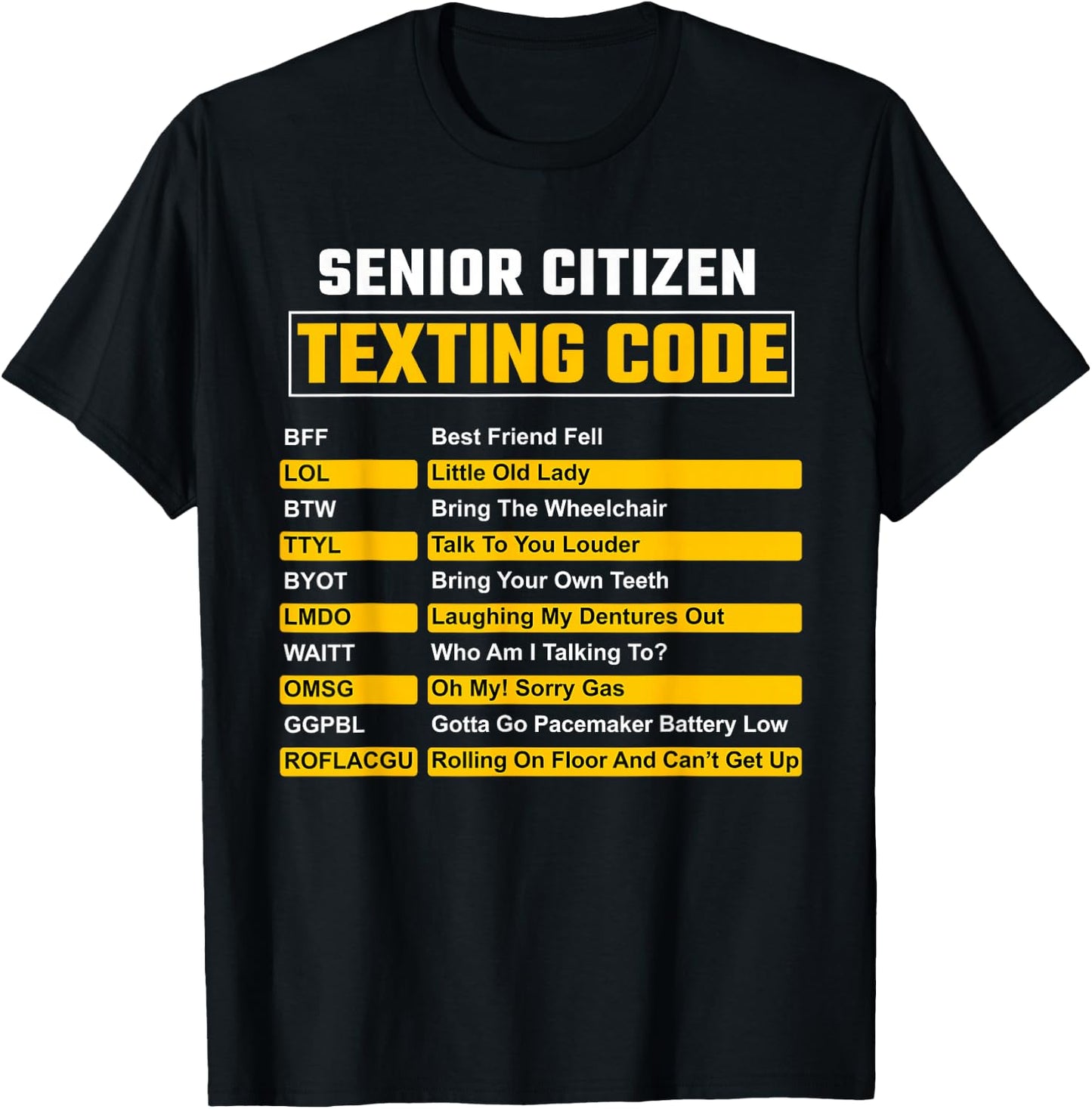 Funny Senior Citizen Texting Code Cool Grandpa Grandma T-Shirt - T-Shirt | Black