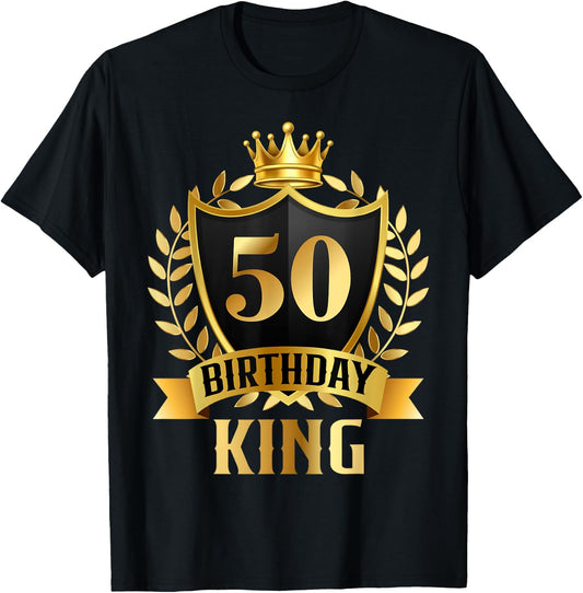50 Yrs Old Birthday King Cool 50th B-Day Awesome Funny T-Shirt - T-Shirt | Black