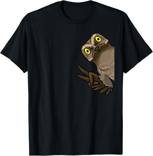 Luvevepotootha Potoo Bird From Side Birder Birding - -Adults/Kids - Black - Small - Short Sleeve - Modern Animal Print - Cartoon Potoo Graphic T-Shirt - T-Shirt | Black