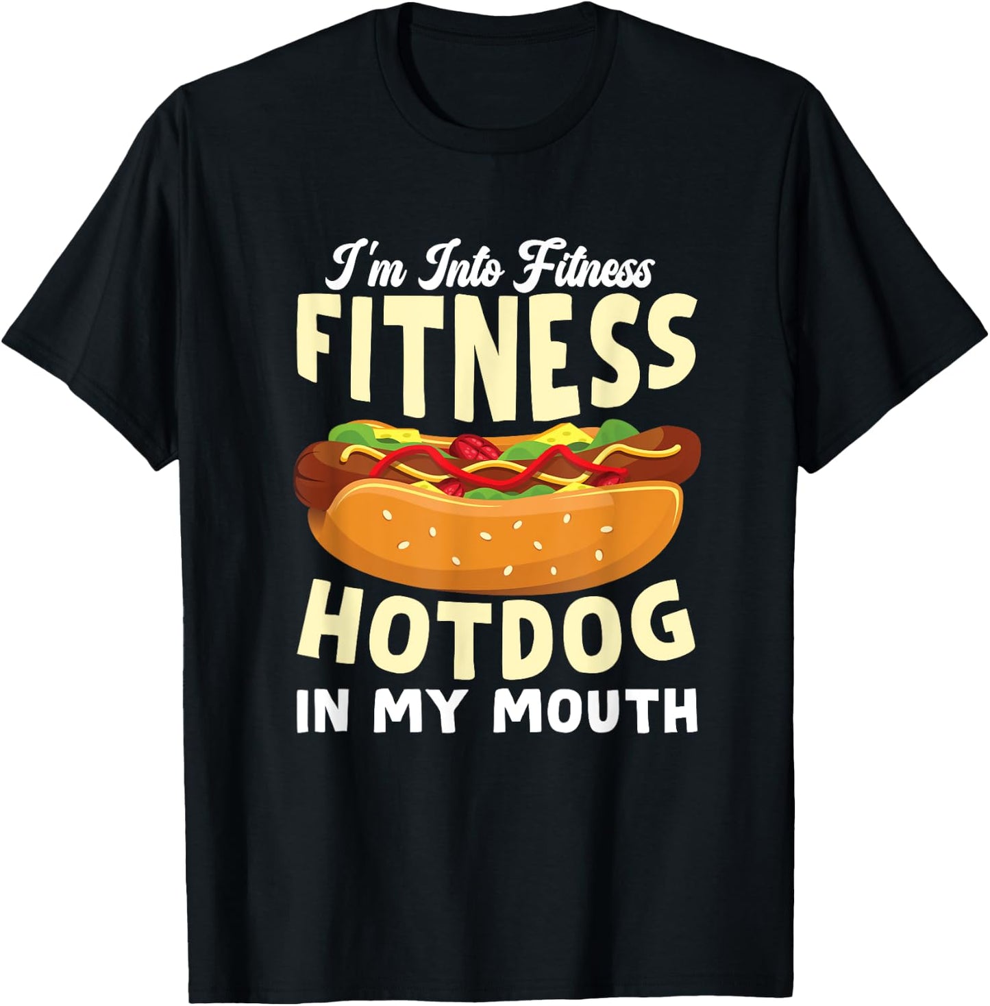 Funny Fitness Hot Dog in my mouth for Hotdog Women Kids T-Shirt - T-Shirt | Black