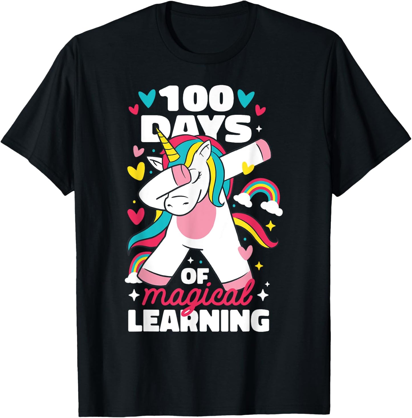 100 Days of Magical Learning 100th Day of School Unicorn T-Shirt - T-Shirt | Black