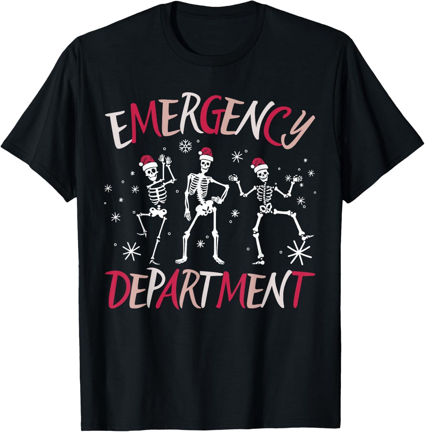 Emergency Department Dancing Skeleton ER Nurse Christmas T-Shirt - T-Shirt | Black
