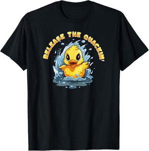 RELEASE THE QUACKIN Funny Kraken Duck Duckling Boys Girls T-Shirt - T-Shirt | Black