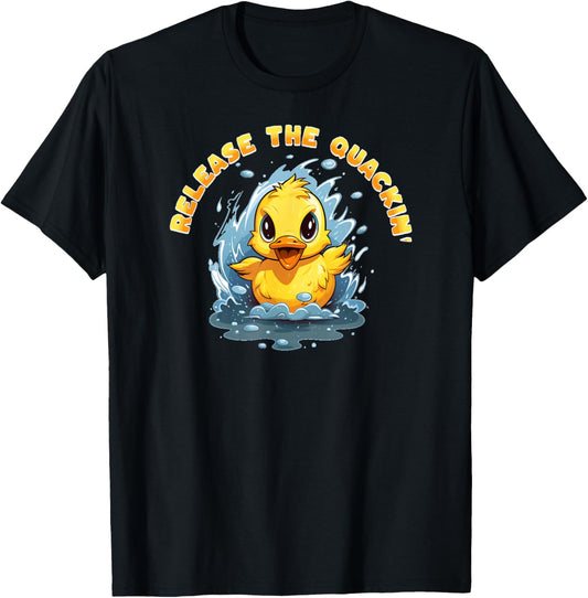 RELEASE THE QUACKIN Funny Kraken Duck Duckling Boys Girls T-Shirt - T-Shirt | Black