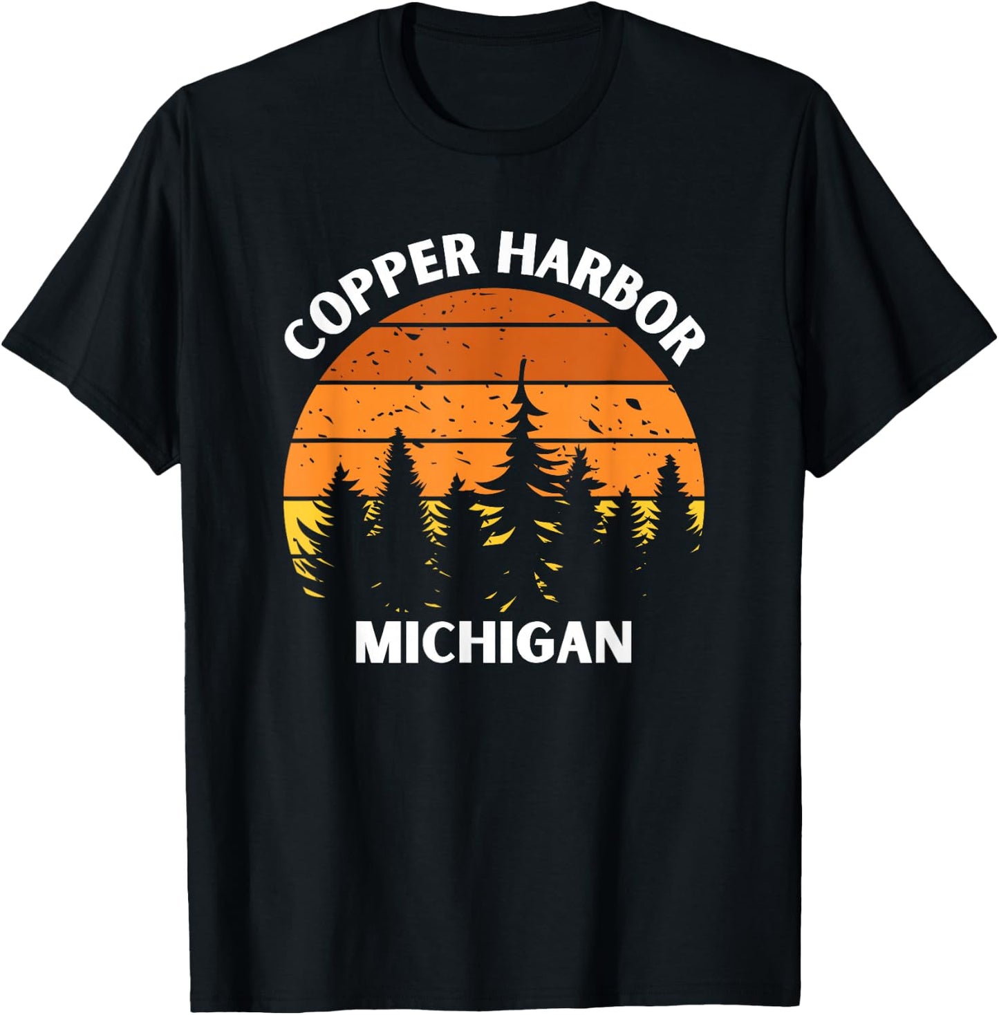 Copper Harbor Michigan Forest Sunset Up North Michigan T-Shirt - T-Shirt | Black