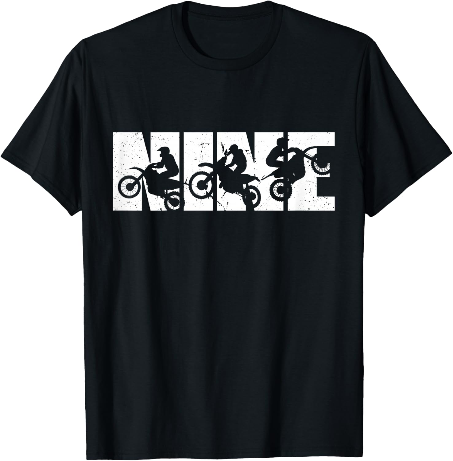 Kids 9th Birthday Retro Motocross Dirt Bike 9 Years Boys Girl T-Shirt - T-Shirt | Black