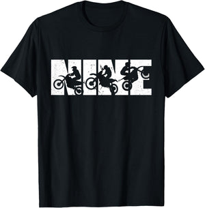 Kids 9th Birthday Retro Motocross Dirt Bike 9 Years Boys Girl T-Shirt - T-Shirt | Black