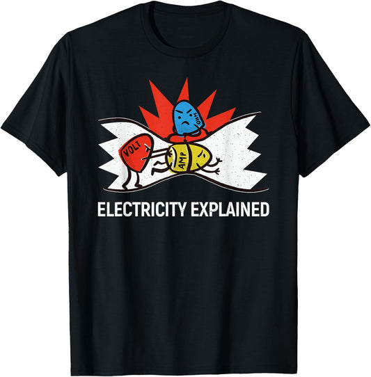 Electricity explained - ohms volts amps T-Shirt - T-Shirt | Black
