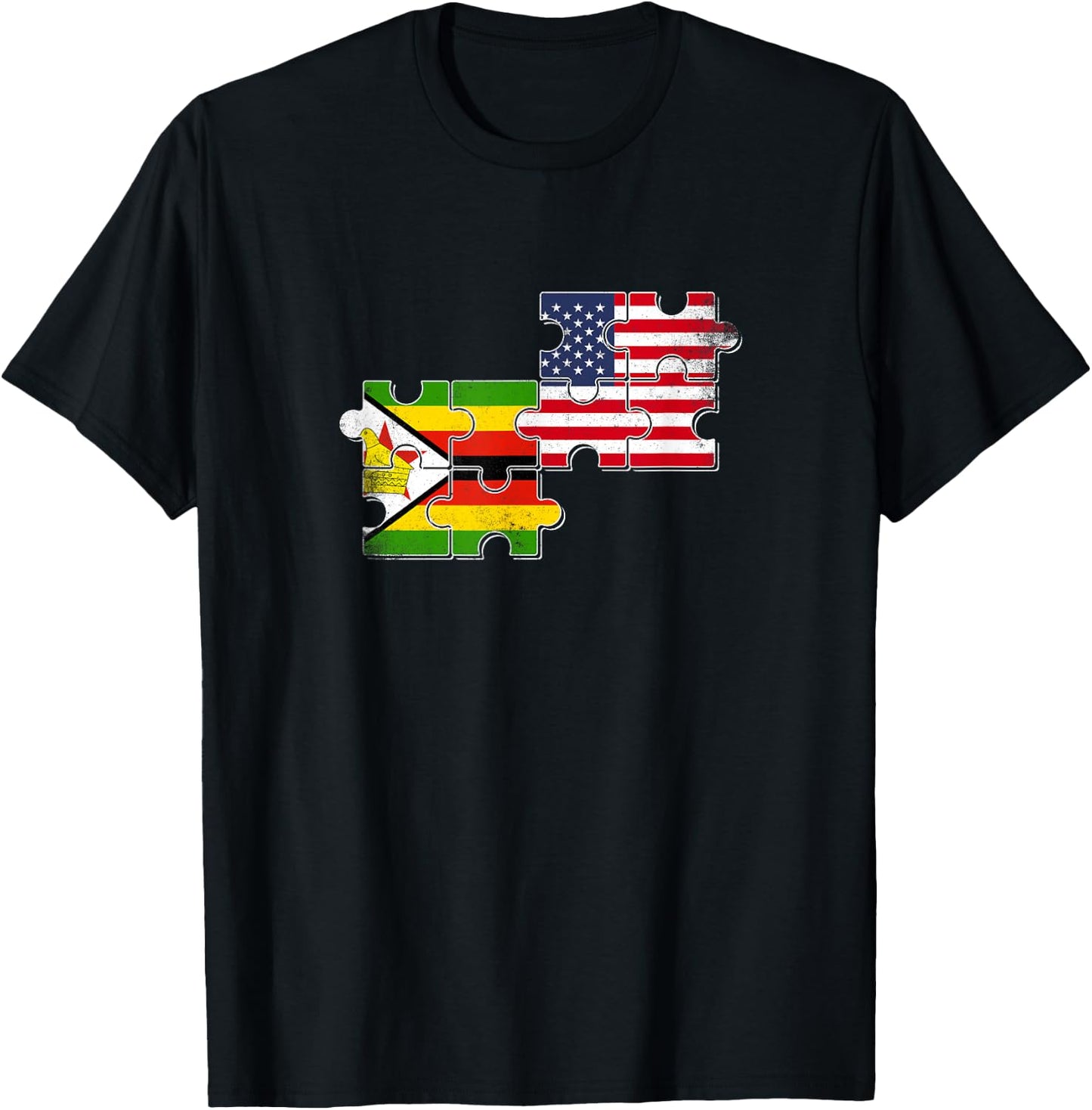 Zimbabwe USA Zimbabwean American Flag T-Shirt - T-Shirt | Black