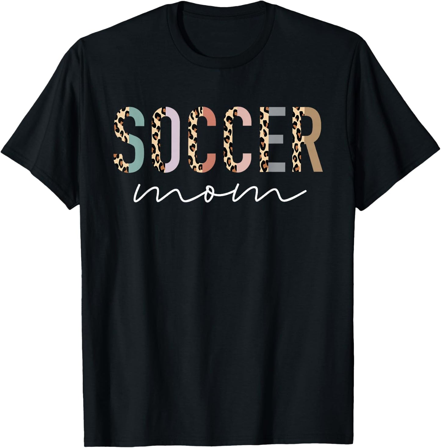 Soccer Mom Gifts Leopard Print Soccer Mama Mother's Day T-Shirt - T-Shirt | Black