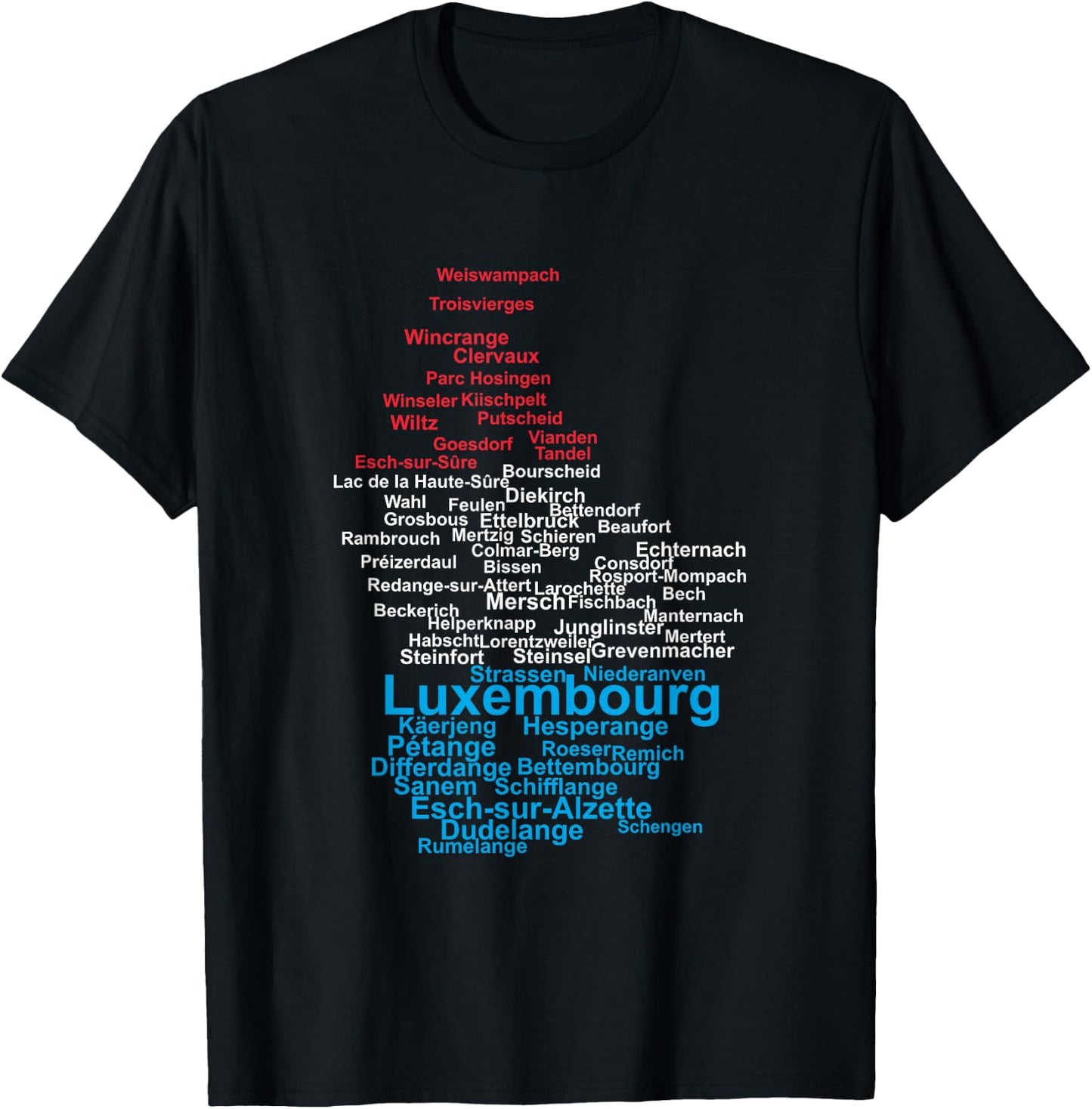 Luxembourg Flag, Luxembourg Outline Luxembourger, Luxembourg T-Shirt - T-Shirt | Black