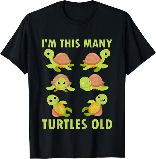 Kids 6 Year Old Boy Sea Turtles Old 6th Birthday Kids T-Shirt - T-Shirt | Black