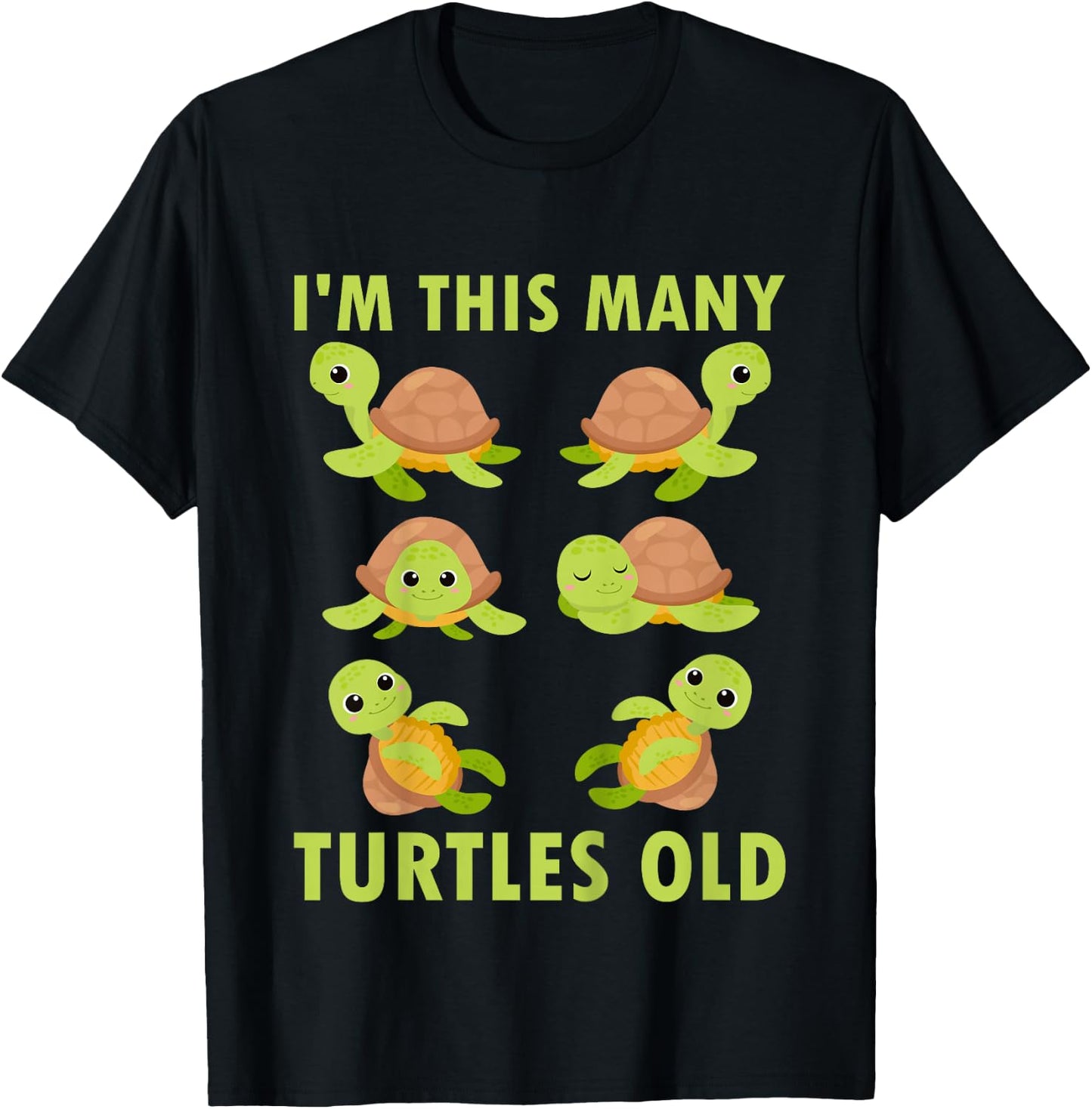 Kids 6 Year Old Boy Sea Turtles Old 6th Birthday Kids T-Shirt - T-Shirt | Black