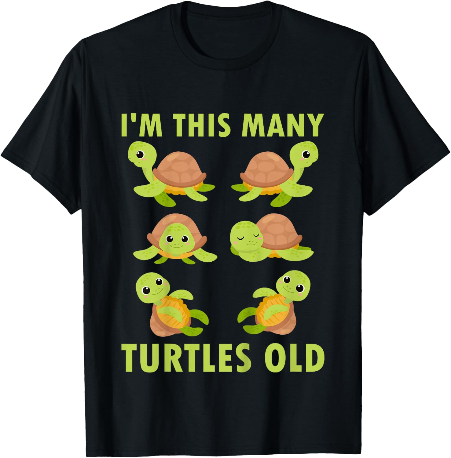 Kids 6 Year Old Boy Sea Turtles Old 6th Birthday Kids T-Shirt - T-Shirt | Black