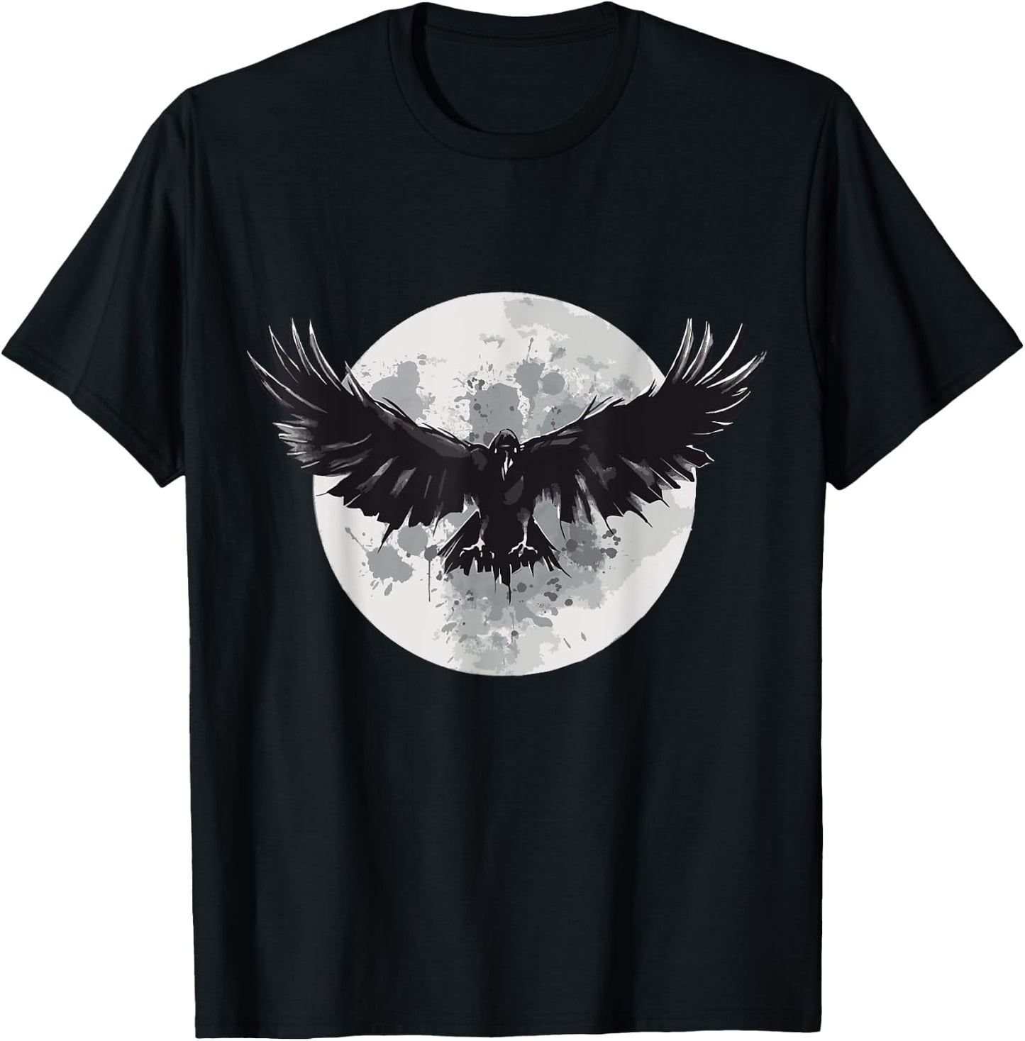 Raven animal print animal lovers crow design animals moon T-Shirt - T-Shirt | Black