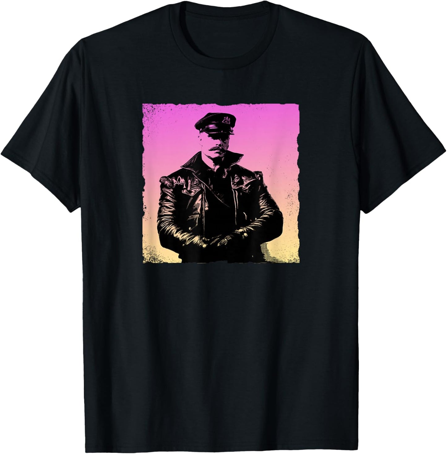 Retro Gay Daddy Leather Gay Biker - Bear Bearded Gay Pride T-Shirt - T-Shirt | Black