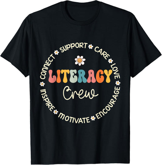 Literacy Crew Appreciation Week Back to School T-Shirt - T-Shirt | Black