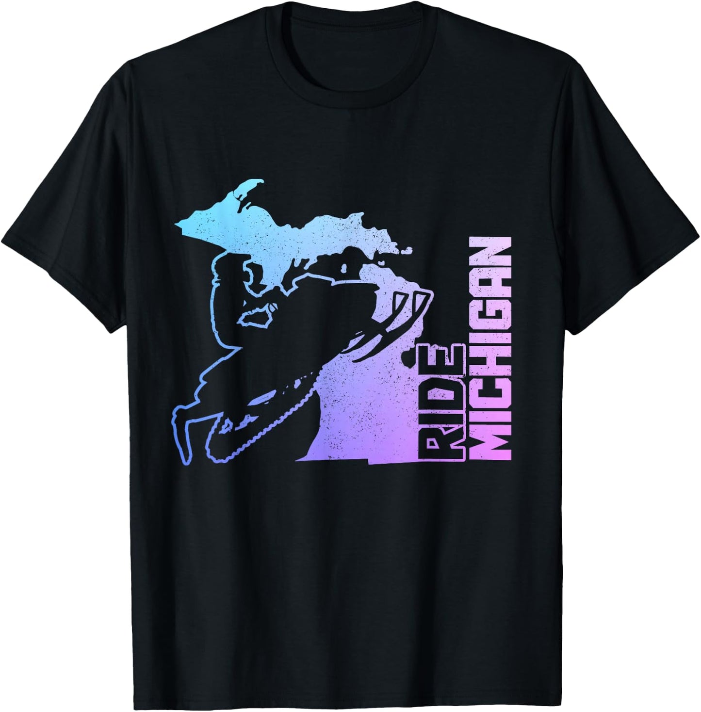 Snowmobile Ride Michigan Snowmobiling Motor Sled Vintage T-Shirt - T-Shirt | Black