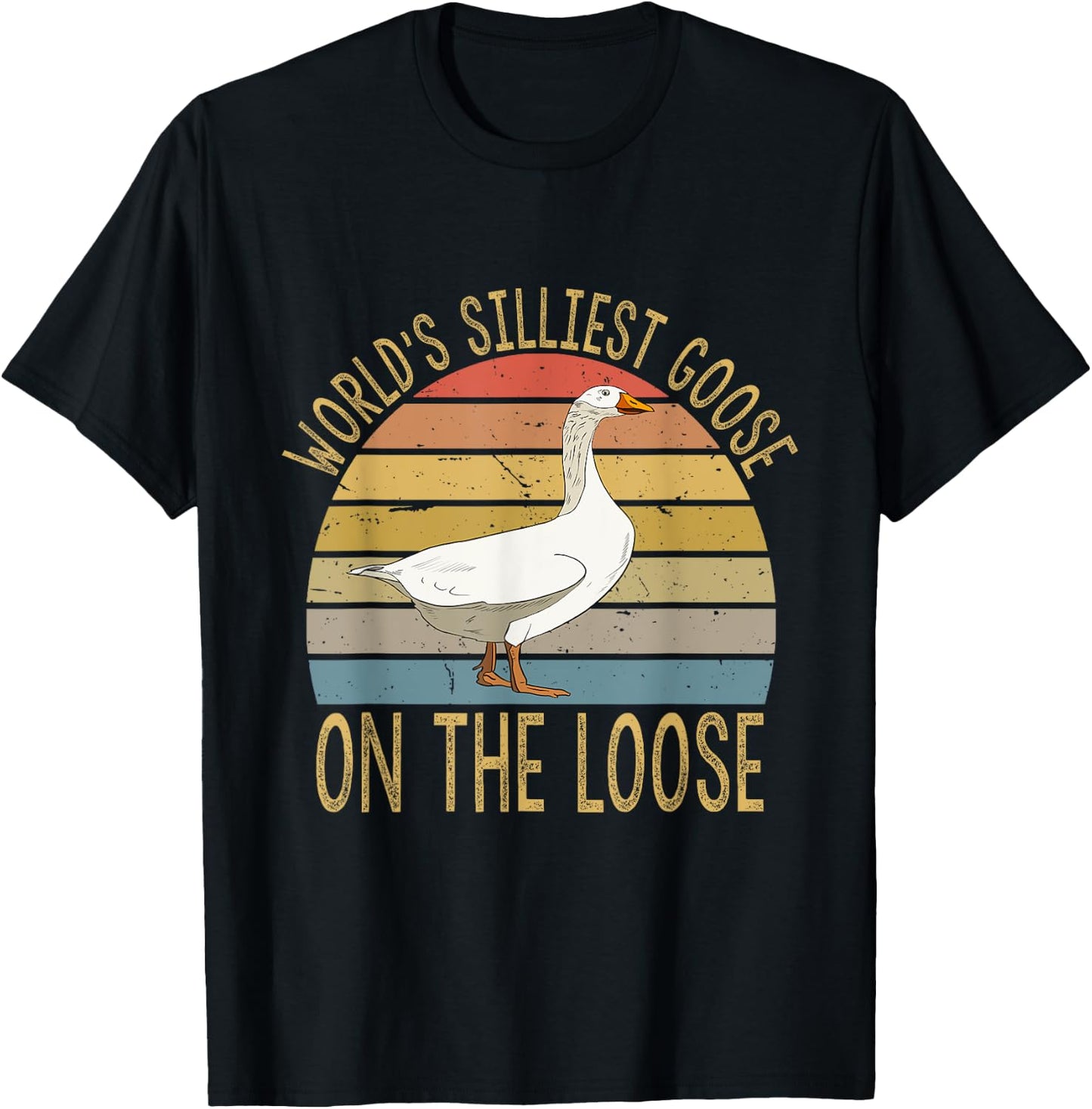 Funny Goose World's Silliest Goose On The Loose Vintage T-Shirt - T-Shirt | Black