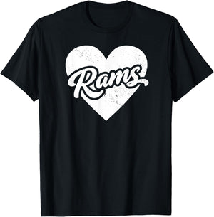 Vintage Rams School Spirit Go Rams Love T-Shirt - T-Shirt | Black