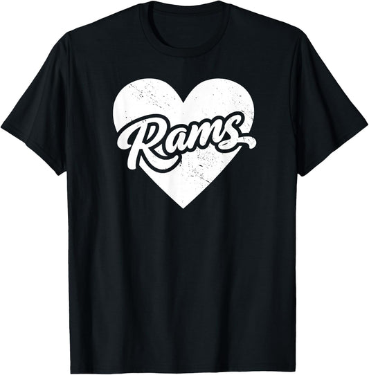 Vintage Rams School Spirit Go Rams Love T-Shirt - T-Shirt | Black