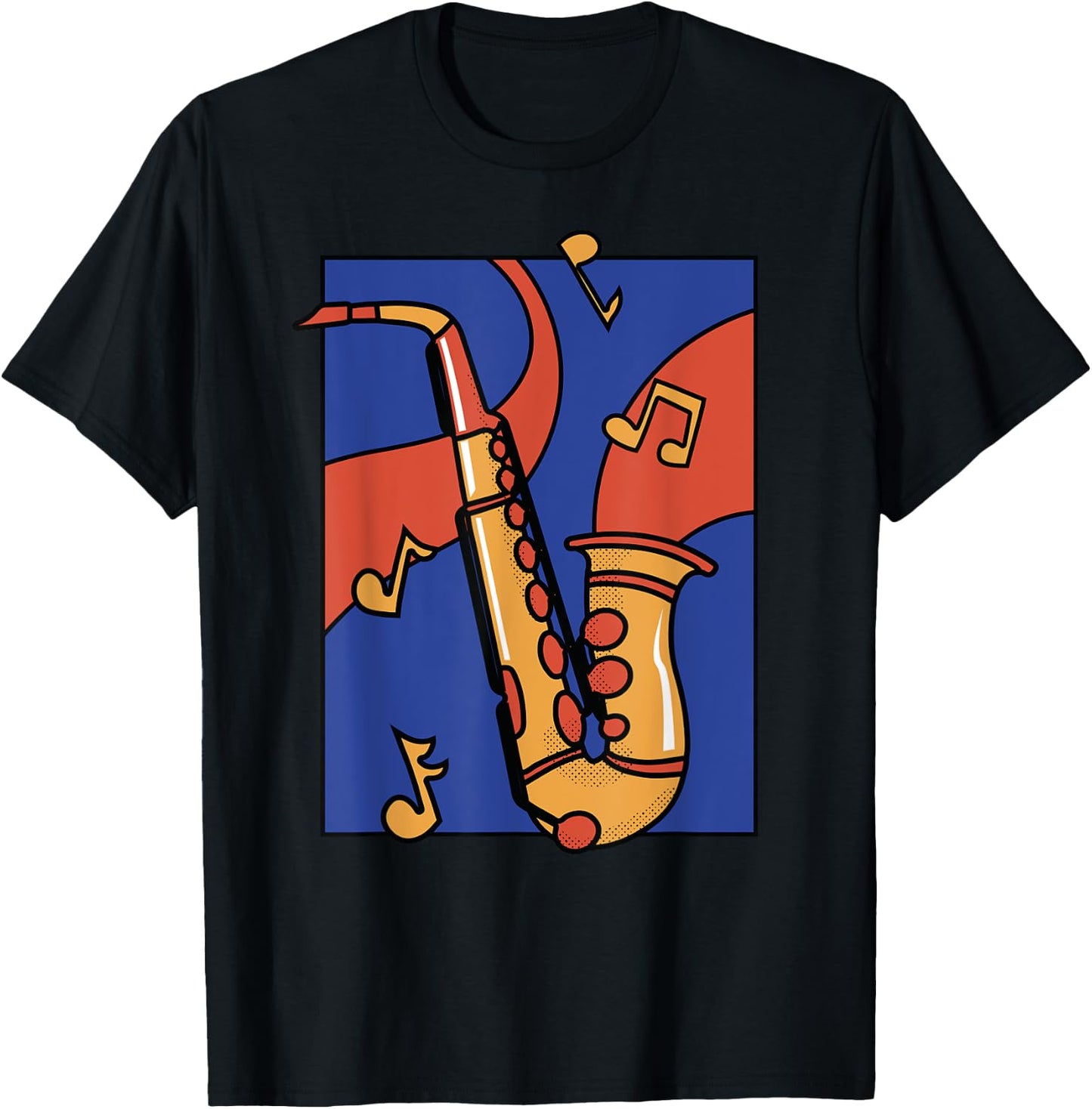 Colourful Saxophone Comic Art Graphic Women Children T-Shirt - T-Shirt | Black