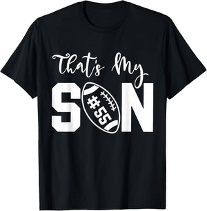 That's My Son Football 55 Jersey Number Vintage Mom Dad T-Shirt - T-Shirt | Black