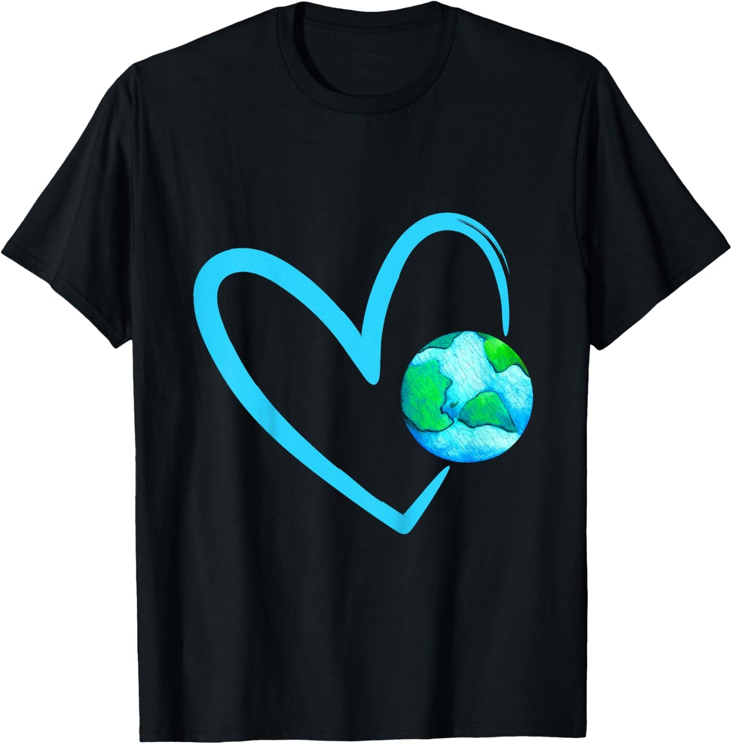 Girls Earth Day with Heart Cute Happy Earth Day 2023 Kids T-Shirt - T-Shirt | Black
